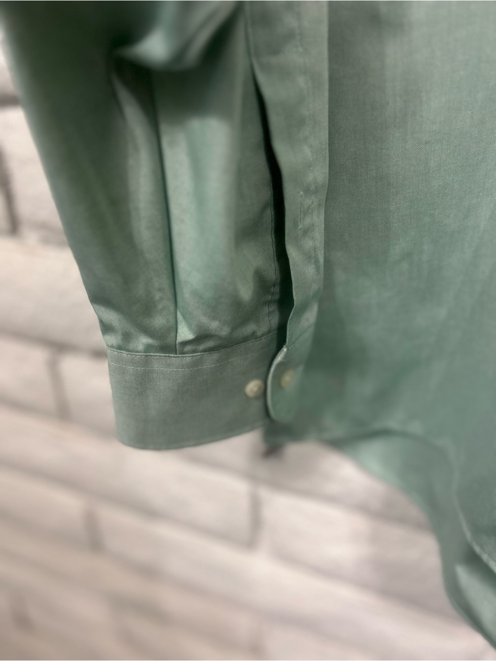 Geoffrey Beene Sage Green Pinpoint Oxford Button Down Shirt 16.5 34/35 - Picture 4 of 5